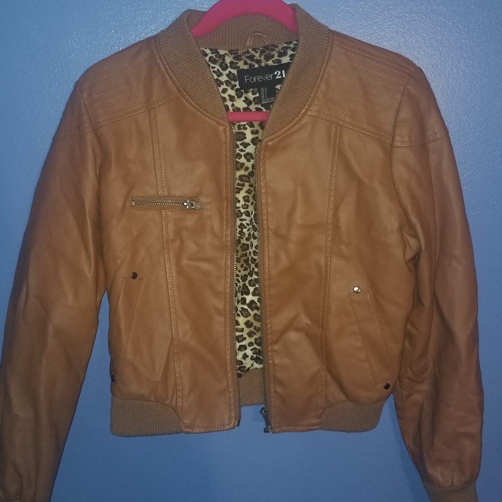 Forever 21 faux leather bomber jacket